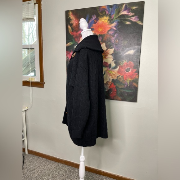 Vintage Ralph Lauren Blue cashmere Wool Cable Knit Cardigan Classic Preppy M L - Picture 4 of 10